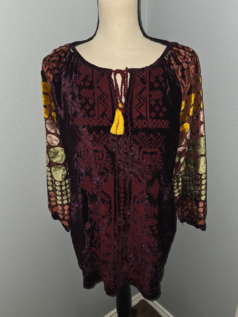 All About Her Plum Velvet Top with Front Tie Accent